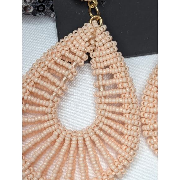 nOir Pink Beaded Teardrop Hoop Earrings - Picture 6 of 7